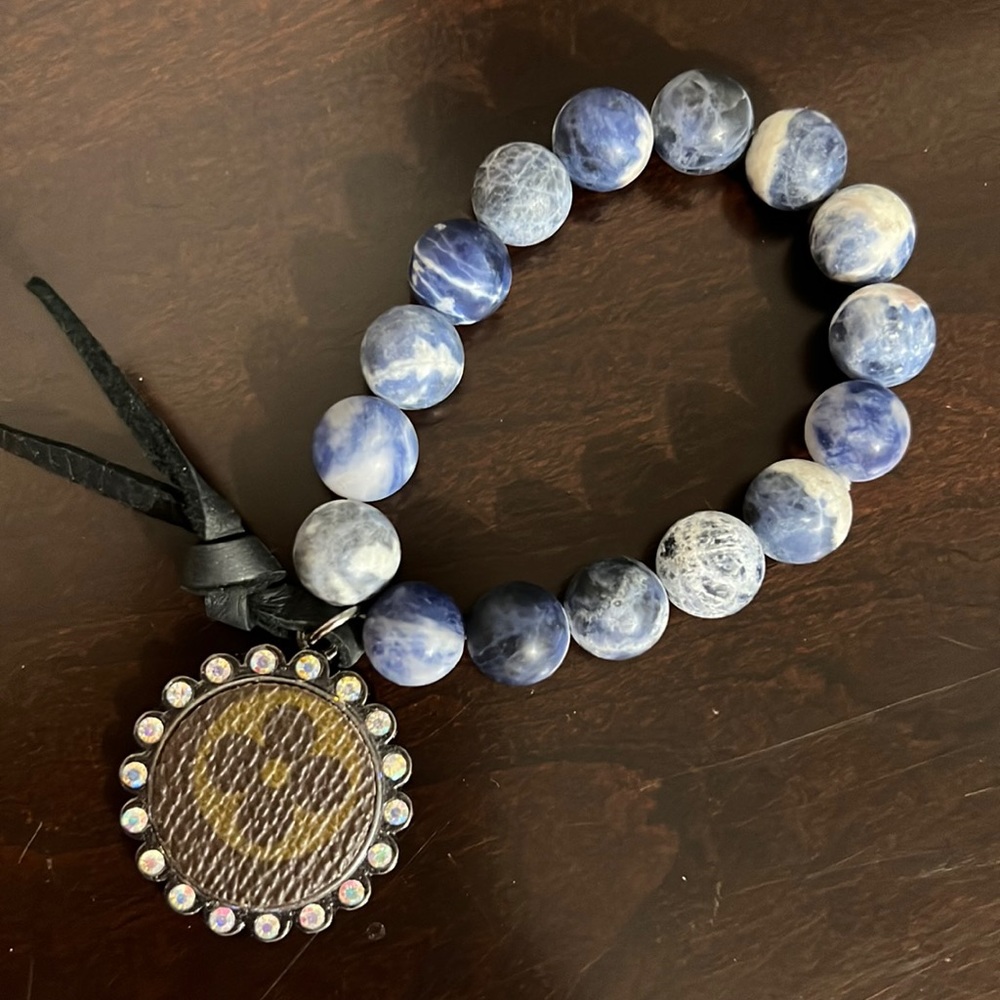 LV Upcycled Beaded Bracelet